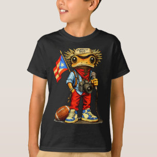 Coqui Frog Puerto Rico Flag Puerto Rican Football T-Shirt