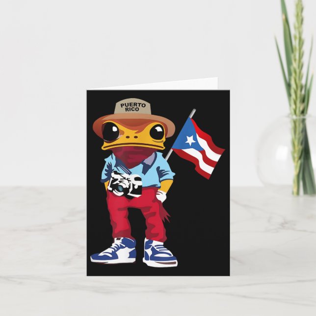 Coqui Frog Puerto Rico Flag Taino Boricua Hispanic Card (Front)