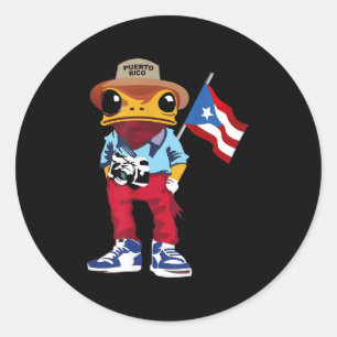 Coqui Frog Puerto Rico Flag Taino Boricua Hispanic Classic Round Sticker