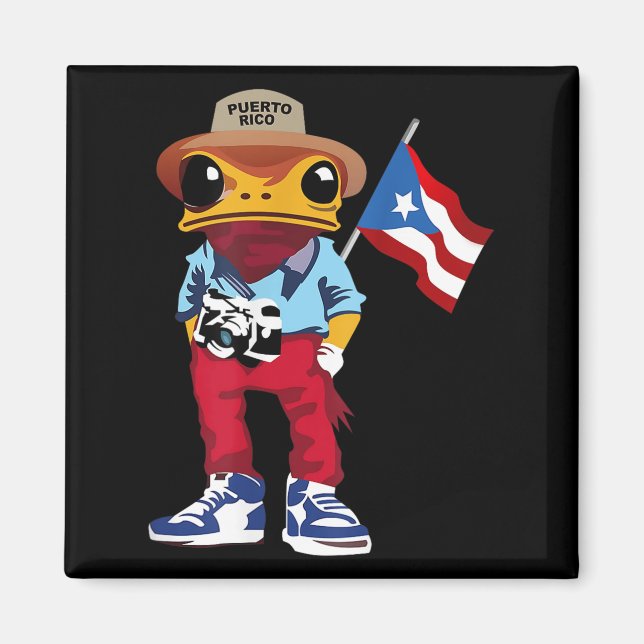 Coqui Frog Puerto Rico Flag Taino Boricua Hispanic Magnet (Front)