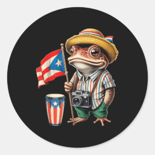 Coqui Frog Puerto Rico Puerto Rican Flag Taino Bor Classic Round Sticker