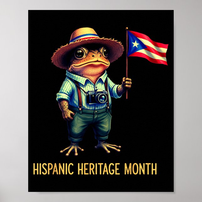 Coqui Frog Puertorico Boricua Puertorican Flag His Poster (Front)