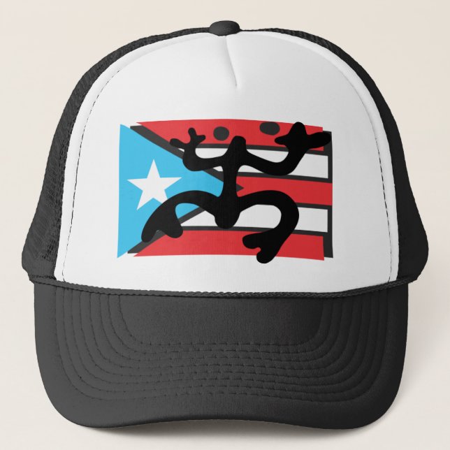 Coqui on the Flag of Puerto Rico Trucker Hat (Front)