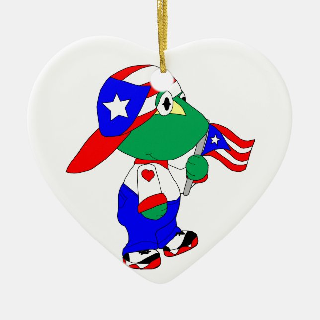 Coqui Puerto Rico Pride Ceramic Tree Decoration (Front)