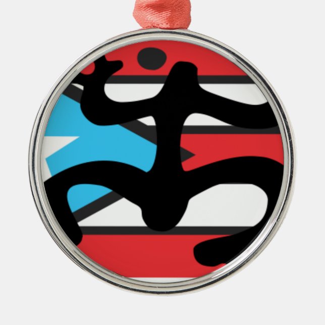 Coqui taíno on flag of Puerto Rico Metal Tree Decoration (Front)