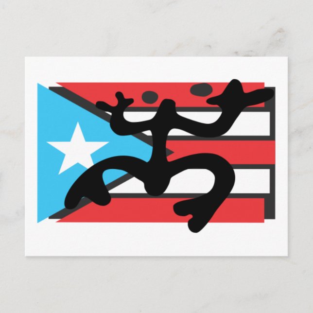 Coqui taíno sobre bandera de Puerto Rico Postcard (Front)