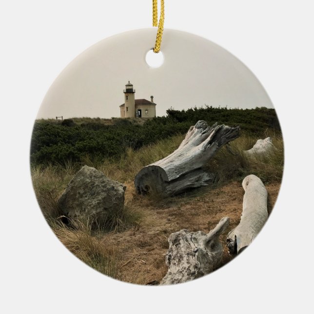 Coquille River Lighthouse, OR Ceramic Tree Decoration (Front)