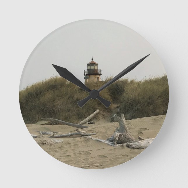 Coquille River Lighthouse, OR Round Clock (Front)