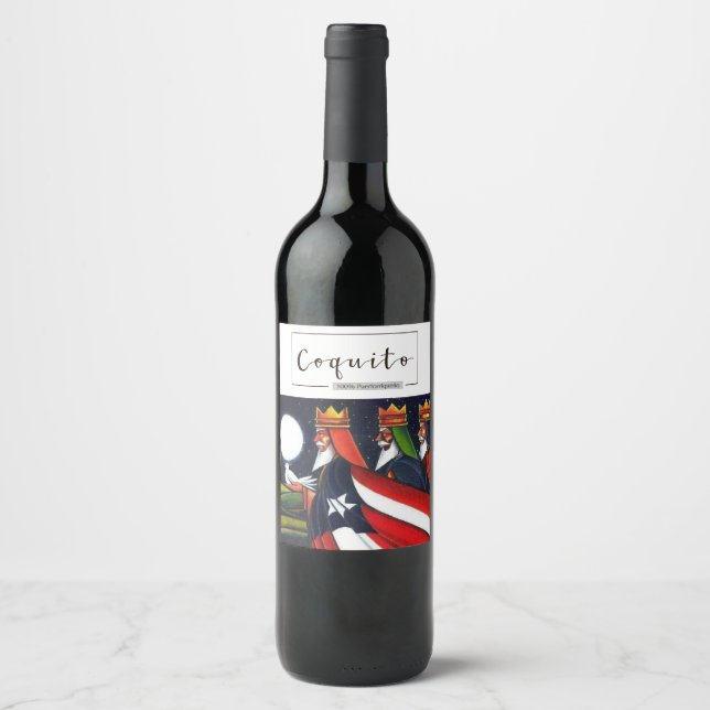 Coquito 3 kings Puerto Rico Reyes Magos Wine Label (Front)