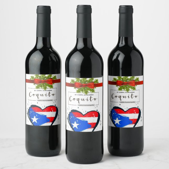 Coquito christmas wrap wine label (Bottles)