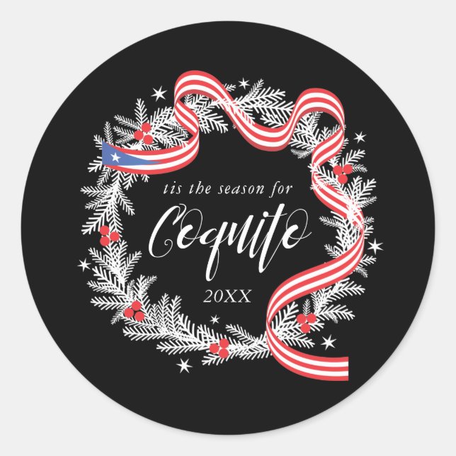 Coquito Christmas Wreath  Classic Round Sticker (Front)
