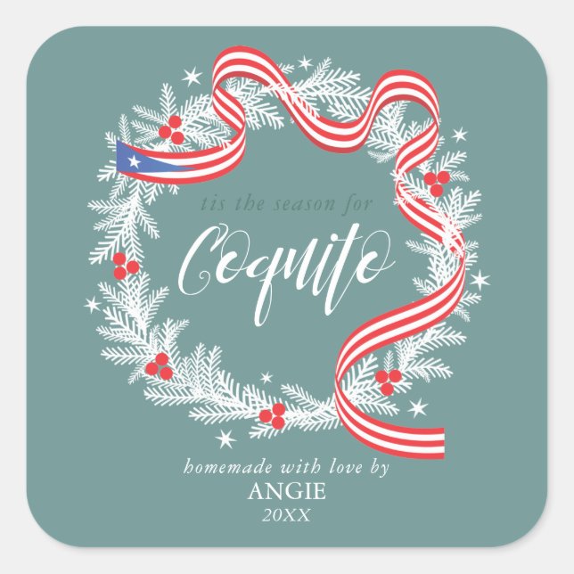 Coquito Christmas Wreath Wine Label (Front)