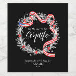 Coquito Christmas Wreath Wine Label<br><div class="desc">Coquito label with a Christmas wreath and Puerto Rican flag ribbon.</div>