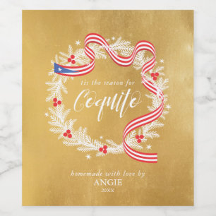 Coquito Christmas Wreath Wine Label