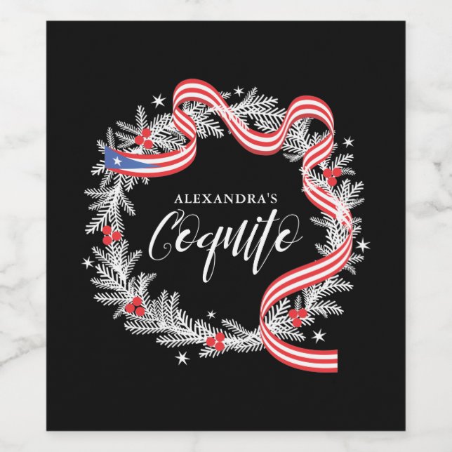 Coquito Christmas Wreath Wine Label (Single Label)