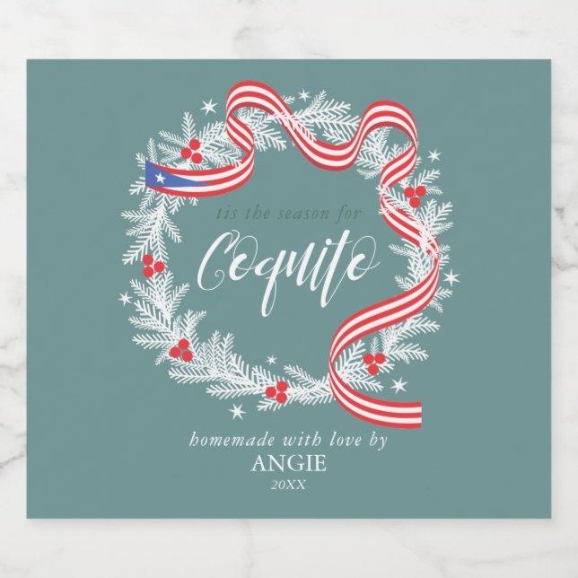 Coquito Christmas Wreath Wine Label (Single Label)