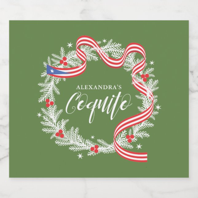 Coquito Christmas Wreath Wine Label (Single Label)