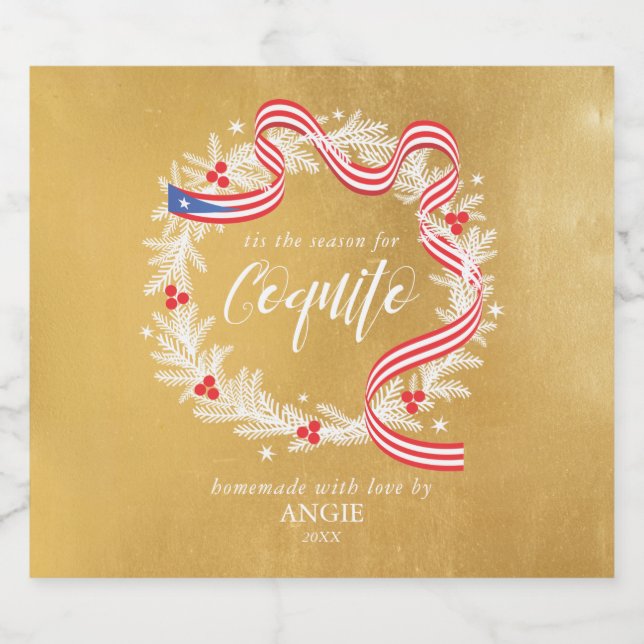 Coquito Christmas Wreath Wine Label (Single Label)