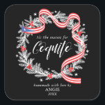 Coquito Christmas Wreath Wine Label<br><div class="desc">Coquito label with a christmas wreath and puerto rican flag ribbon.</div>