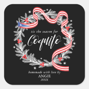 Coquito Christmas Wreath Wine Label