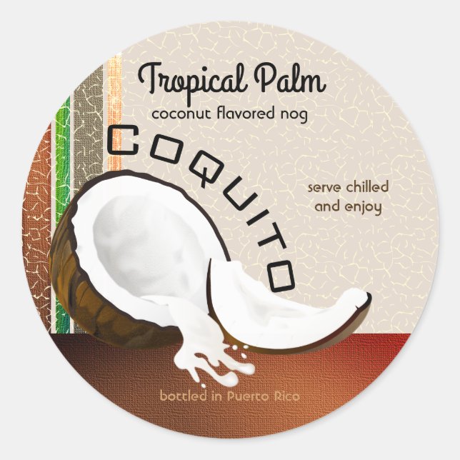 Coquito Coconut Fruit Classic Round Sticker (Front)