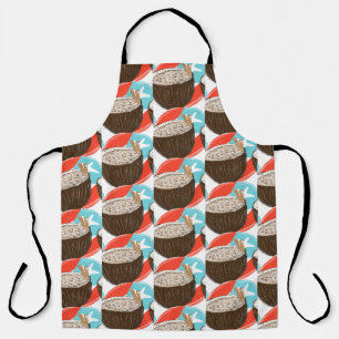Coquito Coconut Hand Drawn Pattern Apron