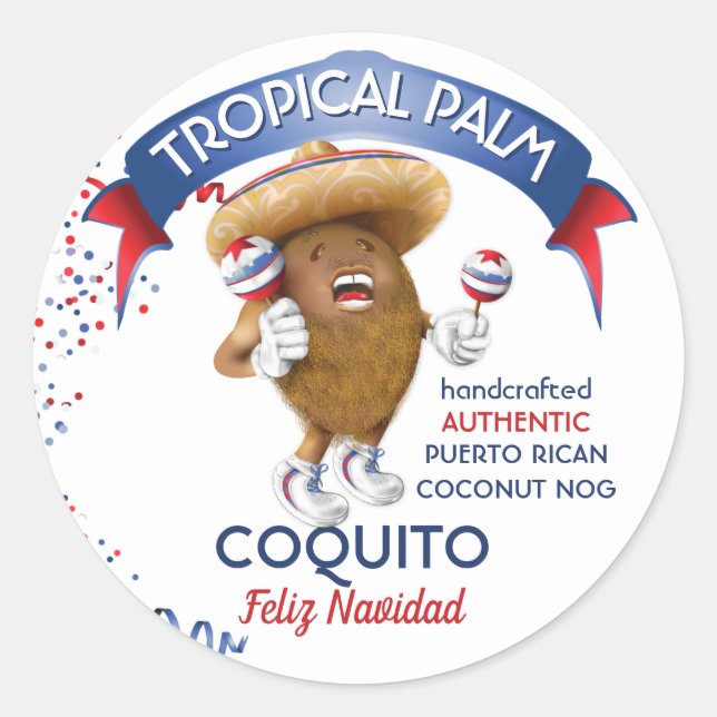 Coquito Coconut Maracas Classic Round Sticker (Front)