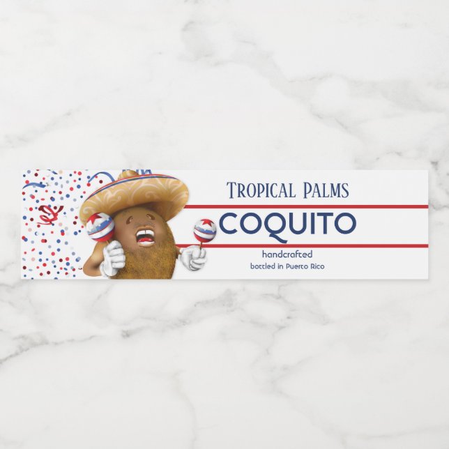 Coquito Coconut Maracas Water Bottle Label (Single Label)