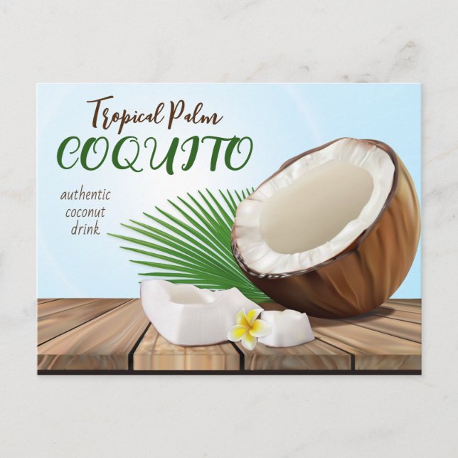 Coquito Coconut Tropical Drink Recipe Postcard (Front)
