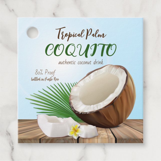 Coquito Coconut Tropical Favour Tags (Front)