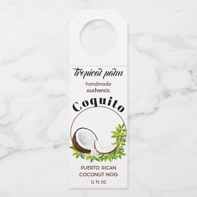 Coquito Coconut Tropical Fruit Bottle Tag (Front)