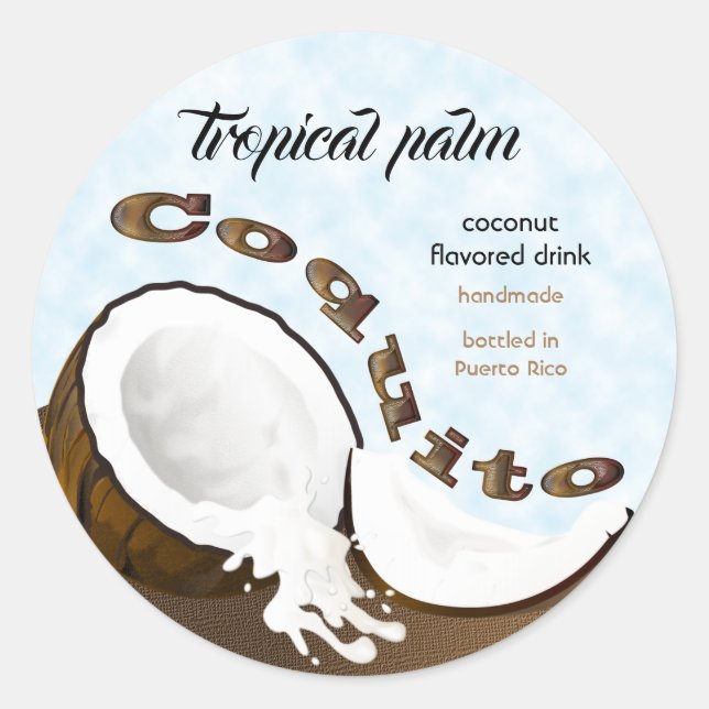 Coquito Coconut Tropical Fruit Classic Round Sticker (Front)