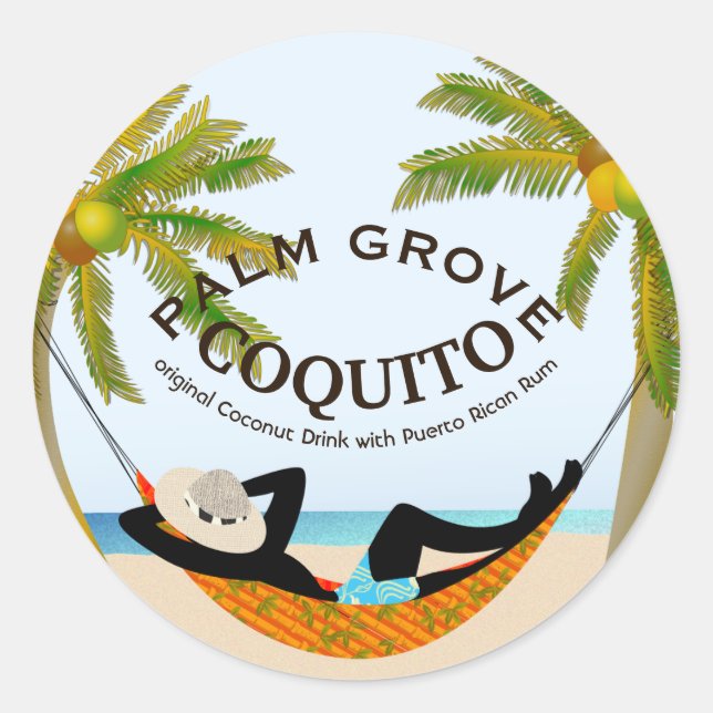Coquito Coconut Tropical Fruit Drink Classic Round Sticker (Front)