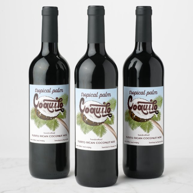 Coquito Coconut Tropical Fruit Wine Label (Bottles)