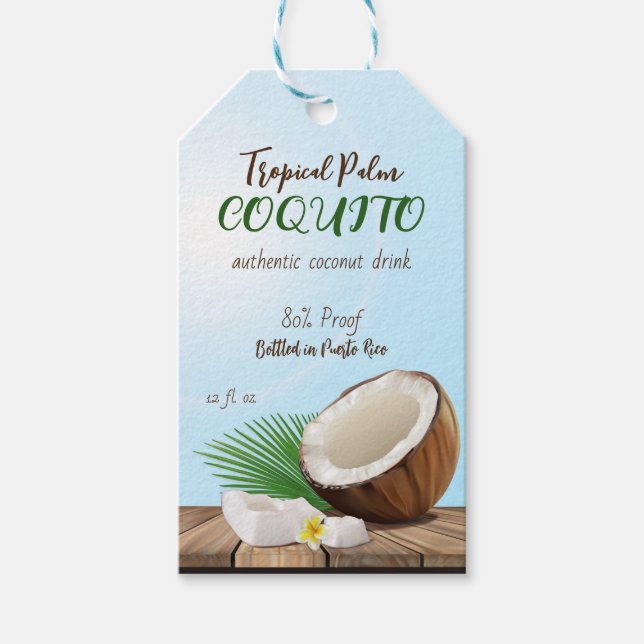 Coquito Coconut Tropical Gift Tags (Front)