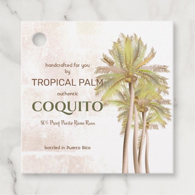 Coquito Coconut Tropical Palm Favour Tags (Front)