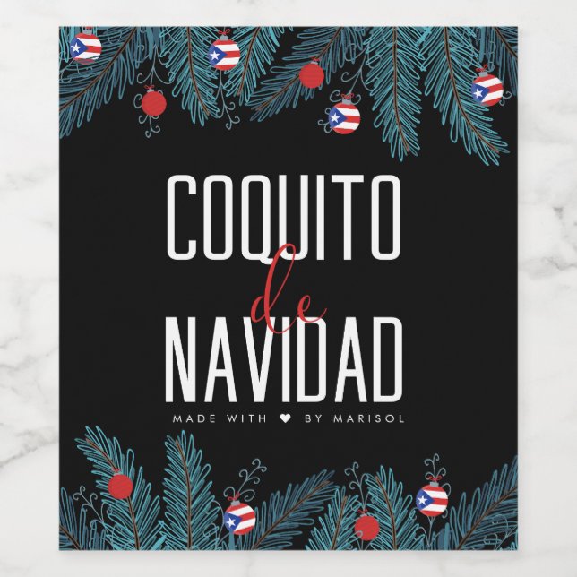 Coquito De Navidad  Wine Label (Single Label)