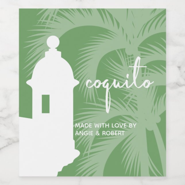 Coquito Palm Tree Wine Label (Single Label)