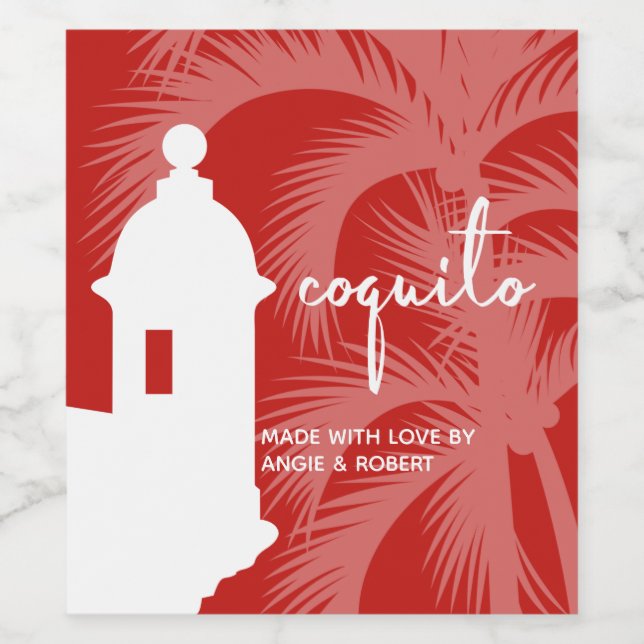 Coquito Palm Tree Wine Label (Single Label)