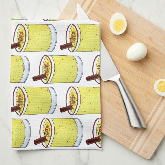 Coquito Puerto Rican Eggnog Rum Christmas Drink Tea Towel (Quarter Fold)