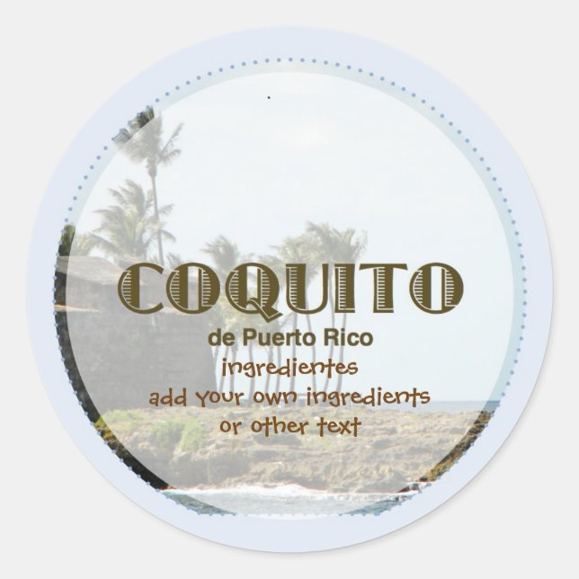 Coquito Puertorriqueno Blue Classic Round Sticker (Front)