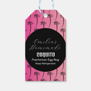 Coquito Recipe Drink Coconut Egg Nog Palm Pink Gift Tags