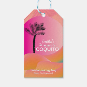 Coquito Recipe Drink Coconut Egg Nog Pink Gift Tags