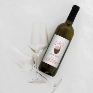 Coquito Recipe Drink Coconut Hand Drawn  Shell  Wine Label