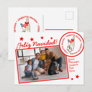 Coquito Season Bottle Custom Photo Text Holiday Postcard