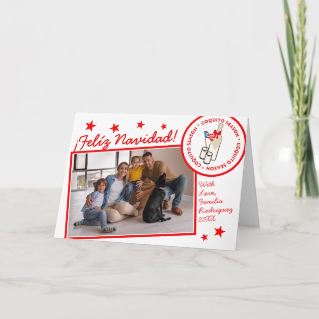 Coquito Season Custom Photo Text Card (Front)