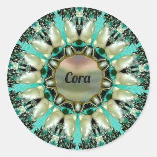 CORA ~ Bright Abstract Pattern ~ Personalised Classic Round Sticker