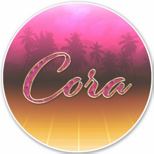 Cora First Name Golden pink Sticker (Front)