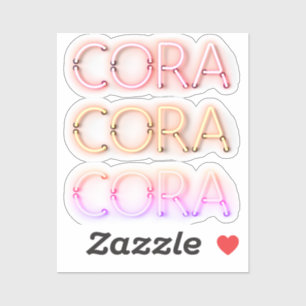 Cora name in glowing neon lights