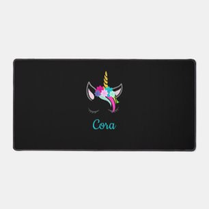 Cora Rainbow Unicorn Name T-Shirt Desk Mat